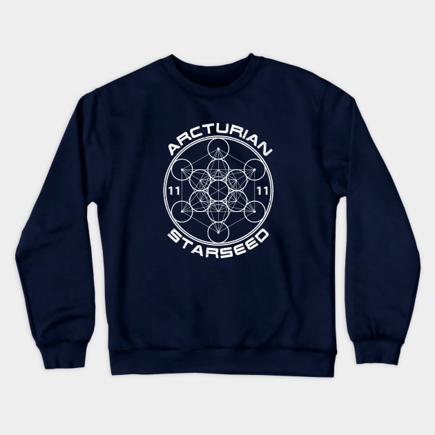 Arcturian Starseed Sacred Geometry Crewneck Sweatshirt by rycotokyo81